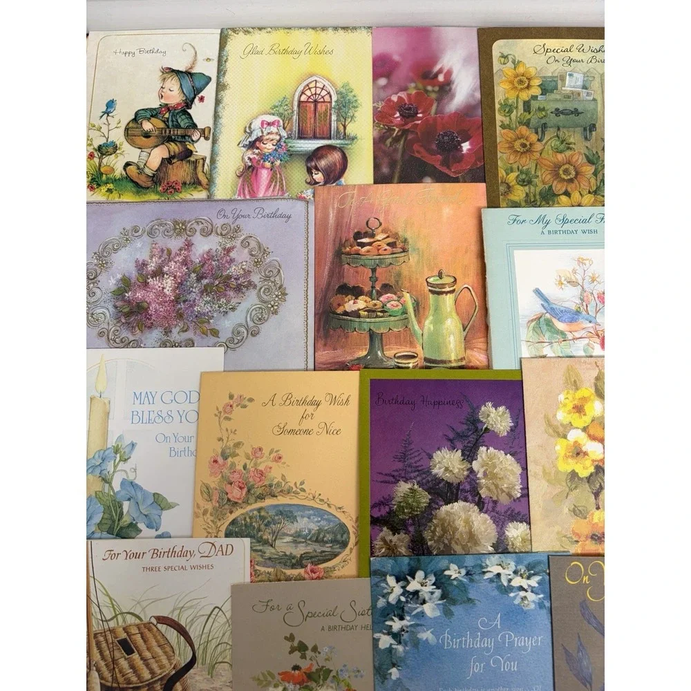 Vintage Birthday Cards Some Fronts ONLY Scrapbooking Crafts Decoupage Lot of 50+